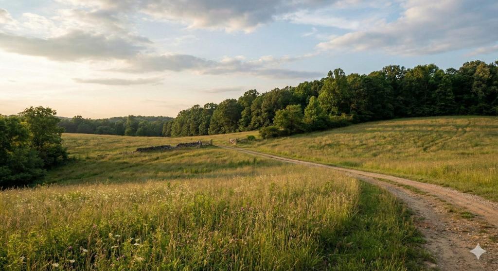 A peaceful view of vacant land in North Carolina representing property tax relief.