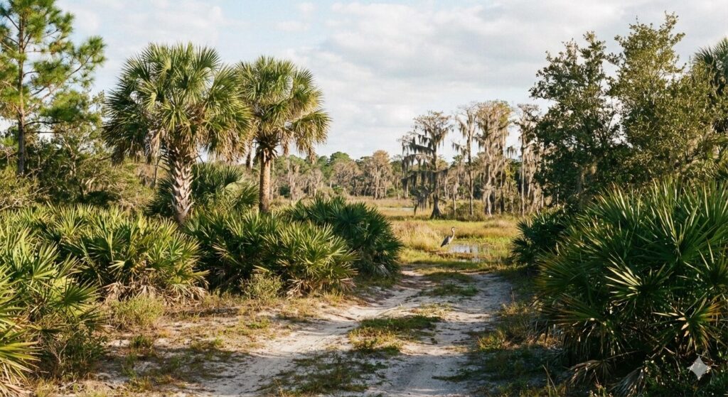 a vacant lot of land representing the Florida probate process for inherited real estate.
