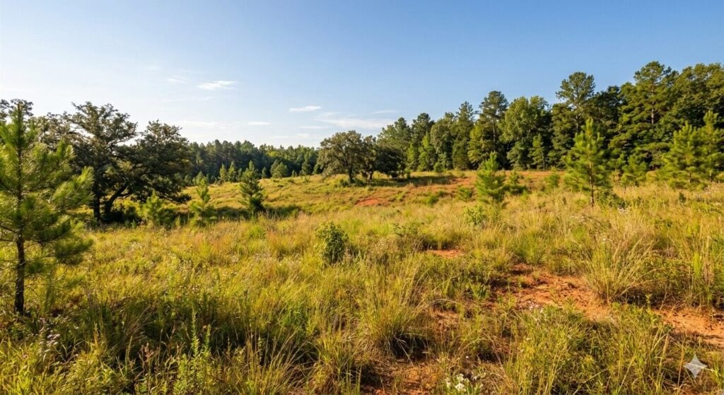 A vacant parcel of land in North Carolina representing the probate process for heirs of inherited vacant land.